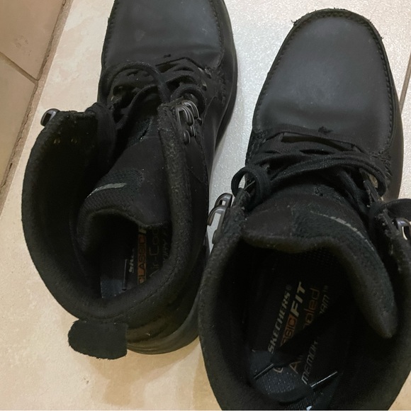 Skechers mens boots black sz 9 US leather OBO - Picture 4 of 6